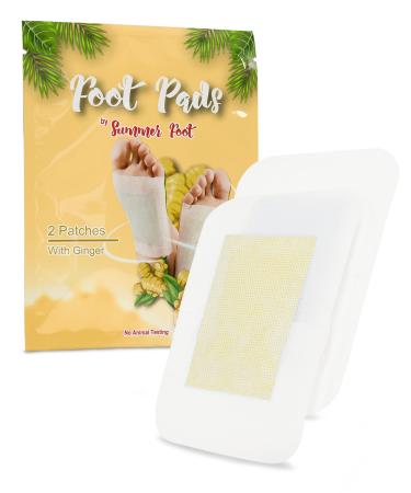 Summer foot 2 pieces Premium foot pads foot pavement with ginger oil bamboo plaster ginger pavement adhesive pads for the feet wellness plaster ginger 2 pieces (1 Pack)