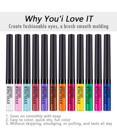 Matte Liquid Eyeliner Set - 12 Colors, Waterproof & Long Lasting for Women/Girls - Buy Online on GoSupps.com