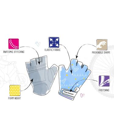 Buy Meteor Kids Bike Gloves - Pink Abstract Gel BMX Gloves for Boys & Girls - Sizes XS (6-6.5cm) - Perfect for Cycling & Scootering - Buy Online on GoSupps.com