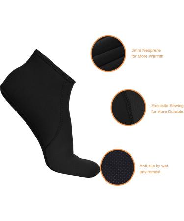 FitsT4 3MM Neoprene Water Socks - Anti-Slip Beach Swim Socks - Black Medium (Men 8-9 Women 9-10) - Buy Online on GoSupps.com