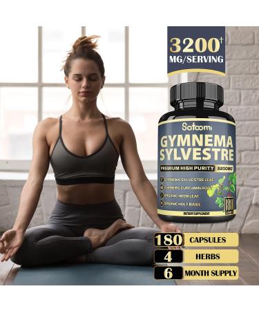 Gymnema Sylvestre Supplement with Turmeric, Neem Leaf, Holy Basil & Gurmar Capsules - 180 Vegan Capsules - Buy Online on GoSupps.com