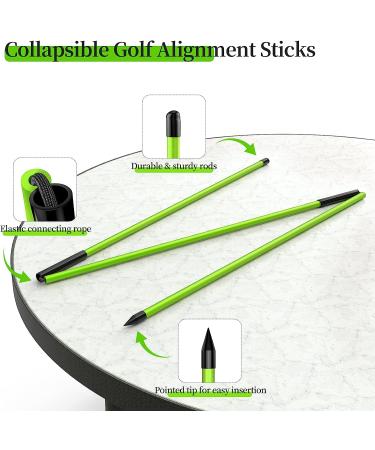 MoKo Golf Alignment Stick Set - 48 Collapsible Rods for Aiming, Putting & Posture - Golf Training Aid with Tube Case - Green - Buy Online on GoSupps.com
