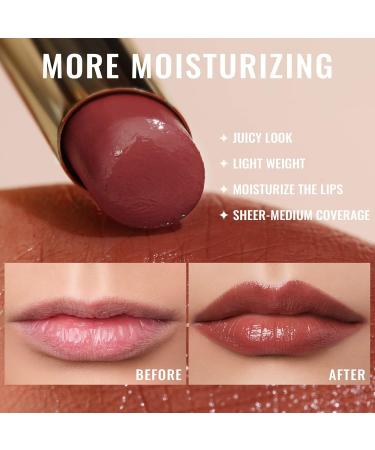 Oulac 2-in-1 Lipstick & Lip Balm - Juicy Shiny Lip Care for Smooth Hydrated Lips | Vegan Plummy Terracotta - Buy Online on GoSupps.com