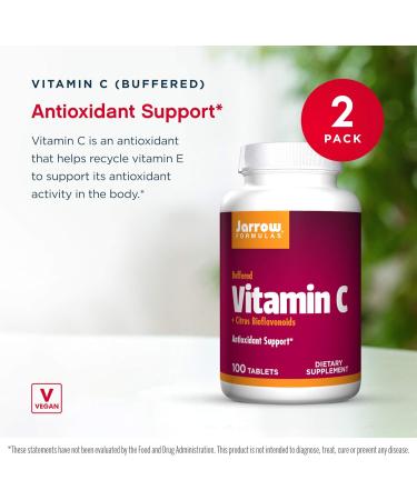 Jarrow Formulas Buffered Vitamin C 750mg - 100 Tablets (Pack of 2) with Citrus Bioflavonoids for Immune Support - Antioxidant Blend for Wellness - 200 Servings - Buy Online on GoSupps.com
