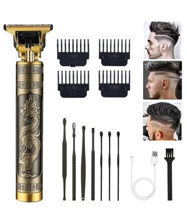 PXLISIE Professional Cordless Hair Trimmer, T-Blade Hair Clippers for Men, Zero Gapped Trimmer Rechargeable Beard Trimmer Edgers Clippers Hair Cutting Kit with Guide Combs, Ear Spoon Tool Set Dragon Phoenix