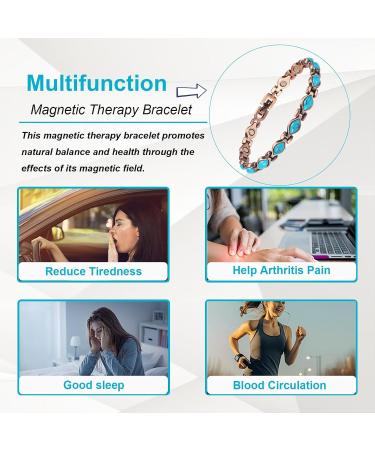 Yinox Magnetic Therapy Copper Bracelet for Women - Arthritis & Wrist Pain Relief with Turkish Turquoise | Fashion Meets Health (3500 Gauss) - Buy Online on GoSupps.com