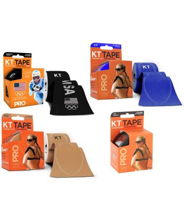 KT Tape Pro Synthetic Kinesiology Therapeutic Sports Tape - 20 Precut Strips, Jet Black - Buy Online on GoSupps.com