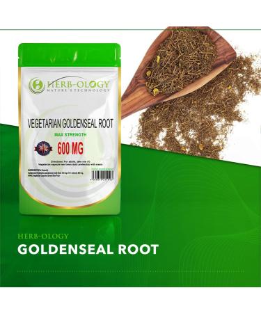HB Goldenseal | 120 Goldenseal Root Capsules - 600mg 4:1 Extract High Strength Golden Seal Root per Serving | Non-GMO Gluten & Allergen Free | Manufactured in The UK 120 Count (Pack of 1) - Buy Online on GoSupps.com