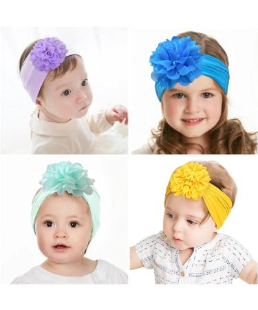 DOOBOI 12pcs Baby Girls Nylon Headbands with Chiffon Flower Bows - Hair Accessories for Newborns & Kids - Buy Online on GoSupps.com
