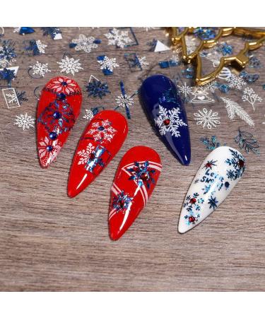 8 Sheets Christmas Nail Art Stickers Decals Self-Adhesive Laser Blue White Winter Snowflakes Nail Supplies Nail Art Design Decoration Accessories - Buy Online on GoSupps.com
