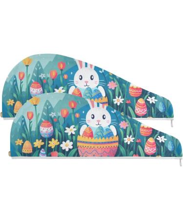 Super Absorbent Easter Rabbit Hair Towels 2 Pack | Quick Dry Hair Turbans for Women & Girls - Buy Online on GoSupps.com