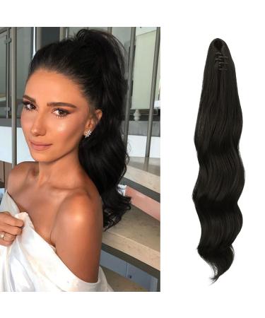 Fine ponytail extensions clamp 50 cm hair extensions braid long ponytail hair part clip wavy extensions braid natural black ponytail hair extension for women 50 cm natural black - Buy Online on GoSupps.com