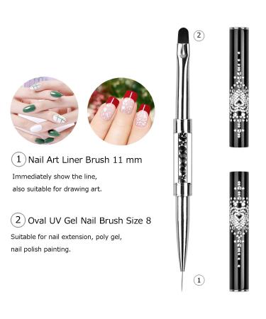 LEQ Dual-Ended Nail Design Brush | Rhinestone Handle UV Gel Nail Art Tool - Buy Online on GoSupps.com