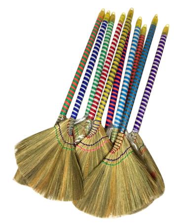 Caravelle Choi Bong Co Vietnam Hand Made Straw Soft Broom with Colored Handle 12" Head Width, 40" Overall Length -1pc