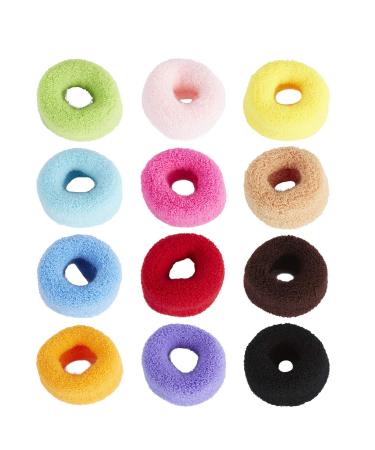 12 Pack Terry Cloth Cotton Elastic Hair Scrunchies - Seamless Hair Ties for Women and Girls - Buy Online on GoSupps.com