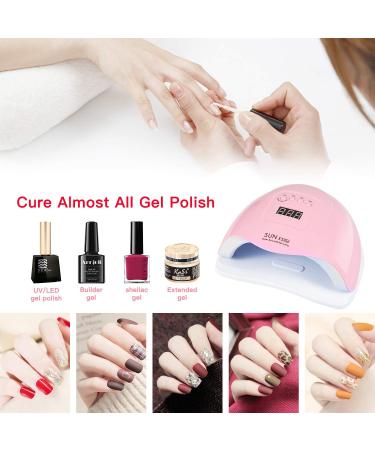 UV LED Nail lamp Nail curing Dryer 80W Fast professional Gel polish Nail light with 4 Timmer setting Auto sensor LCD Display portable tools for manicure/pedicure art salon and home Pink - Buy Online on GoSupps.com