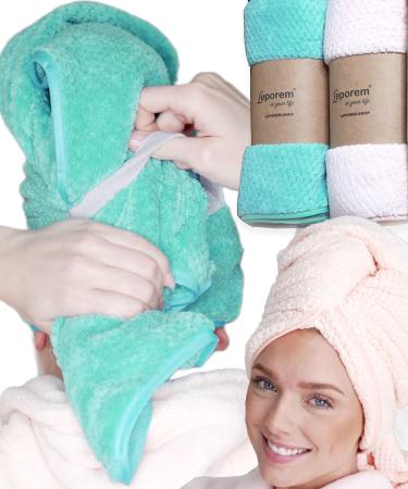 Microfiber hair towel-extra large super absorbent and quick drying for dry curly ultra-size and breathable hair repair towel for women children (pink and green) - Buy Online on GoSupps.com