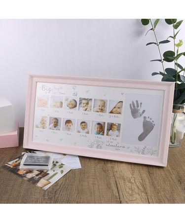 Mikytoper Baby Hand and Footprint Kit Baby Framed Photo Kit Anniversary Growth Record Baby Gifts Reusable Ink Cartridge Photo Frame (Pink) - Buy Online on GoSupps.com