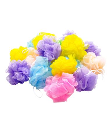 20pcs Loofahs Mini Shower Sponge Exfoliating Pouf Bath Mesh Pouf Lot Bulk Assorted Colors Shower Ball for Baby Shower
