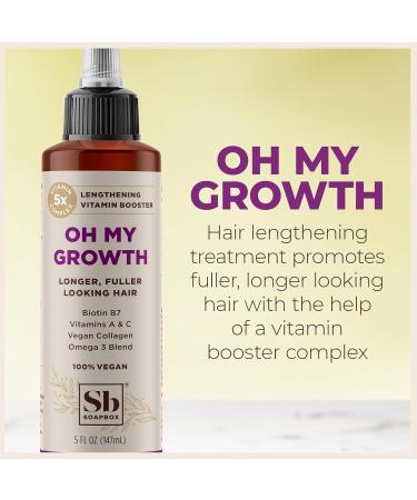 Soapbox Oh My Growth Lengthening Vitamin Booster Treatment - Biotin Vegan Collagen & Vitamins A & C 5oz | Vegan & Cruelty-Free Hair Growth Solution for All Hair Types - Buy Online on GoSupps.com