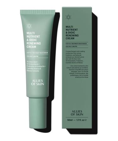 Allies of Skin Multi Nutrient & Dioic Renewing Face Cream | Balance and Hydrate Acne Prone Skin with Kombucha & Probiotics | Calm Redness Breakouts and Even Skin Tone | 1.7 fl oz