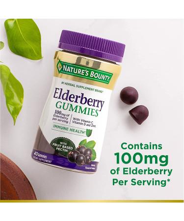Nature's Bounty Elderberry Gummies for Immune Support with Vitamin A, C, D, E and Zinc - 40 Gummies - Buy Online on GoSupps.com