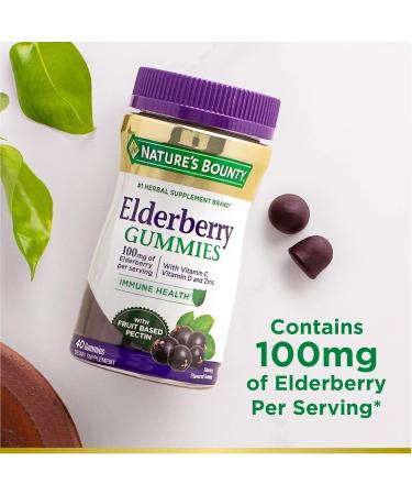 Nature's Bounty Elderberry Gummies Immune Support Contains Vitamin A C D E and Zinc 40 Gummies (Pack of 3) - Buy Online on GoSupps.com