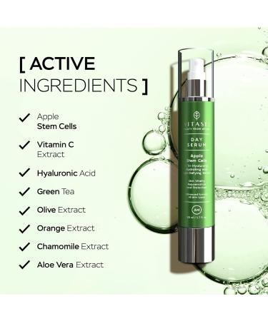 AM Day Serum with Apple Stem Cells & Hyaluronic Acid - Anti-Aging Moisturizer for Women | 1.7 Fl oz - Buy Online on GoSupps.com