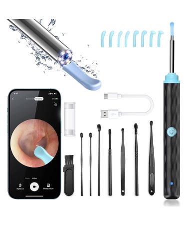 Ear Wax Remover Ear Wax Removal Tool Ear Cleaner with Camera 7 Ear Scoop Ear Wax Removal Kit Ear Wax Cleaner with Camera and Light 1296P Ear Camera Ear Cleaner for iOS and Android (Black)