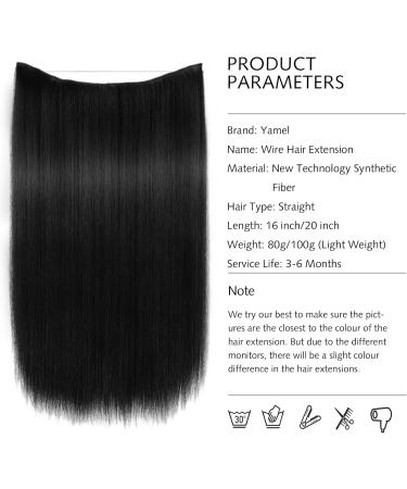Yamel Invisible Wire Hair Extensions 16 Inch Natural Black Long Silky Straight Synthetic Hairpieces Secret Hair Extensions for Women Black 16 inch - Buy Online on GoSupps.com