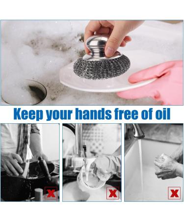 2 Pack Steel Wool Scrubber with 2 Replacement Wool Pads Metal Dish Scrubber with Handle Steel Wool Sponge for Cleaning Dishes Cast Iron Stock Pots Pans Griddles Grills - Buy Online on GoSupps.com
