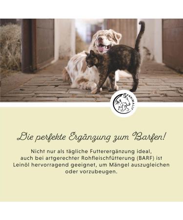 Annimally Linseed Oil for Dogs 500ml - Cold-Pressed Omega 3 & 6 Fatty Acids | Natural BARF Oil for Dogs Cats & Horses - Pure German Quality - Buy Online on GoSupps.com