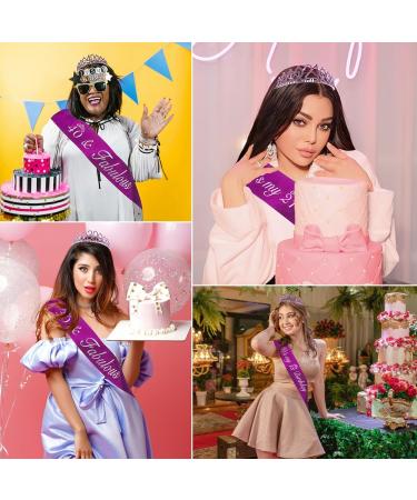 XZtimes Birthday Sash for Women 30th Birthday Crown Purple 30th Birthday Sash 30th Birthday Decorations 30th Birthday Gifts for Her Birthday Queen Sash 30th Birthday Tiara Purple Metal - Buy Online on GoSupps.com