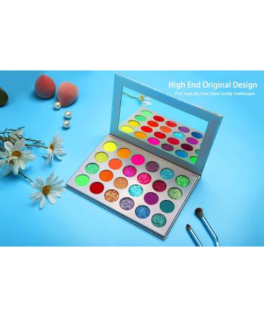 Shop Colorful Neon Eyeshadow Palette - Highly Pigmented Matte & Glitter - UV Glow Blacklight Makeup for Eyes Face & Body - Buy Online on GoSupps.com