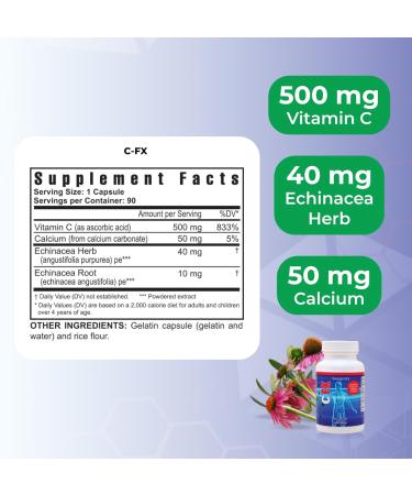 Youngevity C-Fx - Vitamin C 500mg Echinacea Herb & Root for Immune Support Supplement (90 Capsules) - Buy Online on GoSupps.com