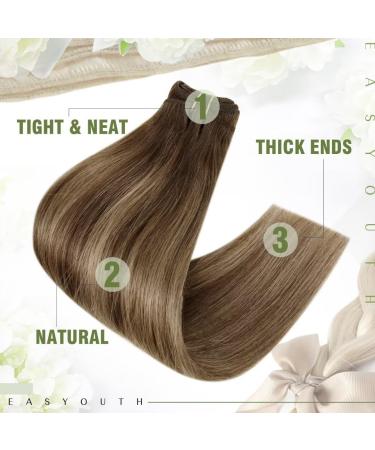 Easyouth Balayage Weft Hair Extensions Real Human Hair Ombre Brown to Blonde 12 Inch Sew-in 70g 3-Weft #4/27/4 - Buy Online on GoSupps.com