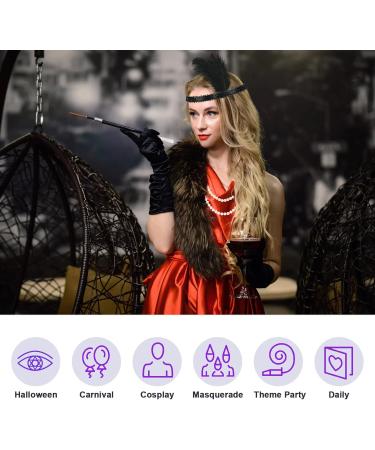 AOT 1920s Flapper Headband Set Vintage Feather Headpiece with Necklace Cigarette Rod and Long Black Gloves 20s Theme Party Accessories for Women Costume Prom Wedding Carnival Party Party Accessory Set - Buy Online on GoSupps.com