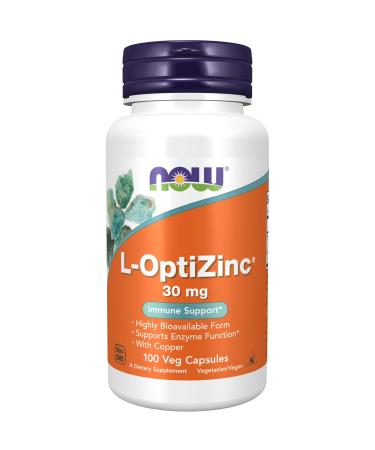 Now Foods L-OptiZinc 30 mg 100 Veg Capsules - Buy Online on GoSupps.com