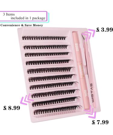DIY Lash Extension Kit: 200pcs D Curl Volume Cluster Eyelashes with Lash Bond, Seal, and Tweezers - At-Home Individual Lash Extension Kit (40D) - Buy Online on GoSupps.com