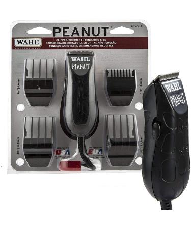 Wahl Professional Peanut Clipper & Trimmer (Black)- Easy to use for cutting and highly precise fading with 4 cutting guides oil cleaning brush great for men adults stylists and barbers.
