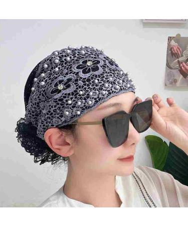 Yapetnck Lace Hairband - Elastic Dressy Women Headbands - Pearl Lace Stretch Headbands Cloth Elegant Headband Women Hair Accessories Gray - Buy Online on GoSupps.com