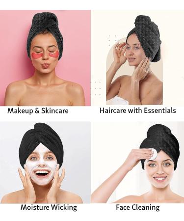 Luxury Brooklyn Linen Hair Towel Wrap 11x25 Inch 1 Pack - Absorbent & Quick Dry Hair Turban Cap for Curly Long Hair - Black - Buy Online on GoSupps.com