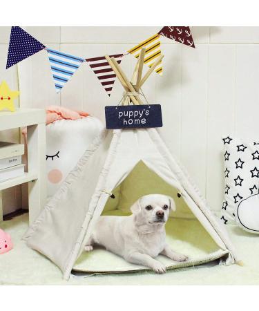 Pet Teepee Dog & Cat Bed with Cushion & Blackboard Chalk | Cozy Pet Tents & Houses - Buy Online on GoSupps.com