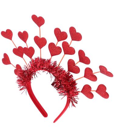 PATKAW Love Headbands Valentines Day Headwear Red Glitter Heart Headdress Decorative Hairbands Hair Accessories for Women Party