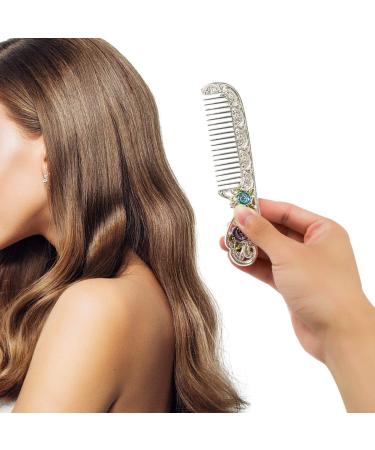 YUSONG Vintage Handheld Mirror & Comb Set - Embossed Rose Small Vanity Mirror - Travel-Friendly Antique Hand Mirror - Gift for Women (Silver) - Buy Online on GoSupps.com
