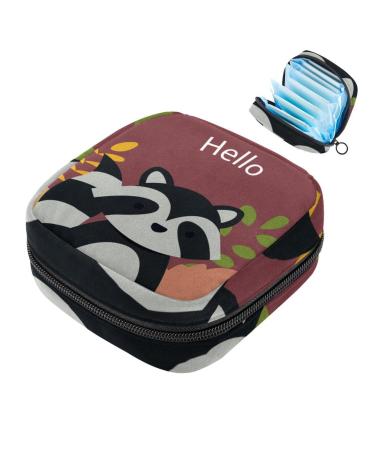 Javenproeqt portable women's binding bags menstrual cup pocket female menstrual pads bags for teenage girls tampons for the first period Hello autumn raccoon multicolored 01