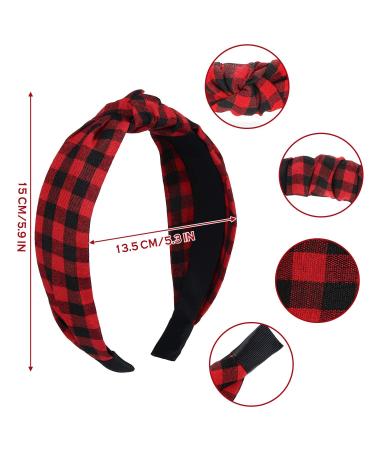 VIVIAN & VINCENT 2 Pack Womens Vintage Plaid Headbands Hair Band Valentines Gift Black and Red Buffalo Plaid - Buy Online on GoSupps.com