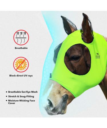 Harrison Howard Super Comfort Stretchy Fly Mask - Large Eye Space UV Protection Breathable Fluro-Lime (L) - Best for UV Protection & Comfort - Buy Online on GoSupps.com