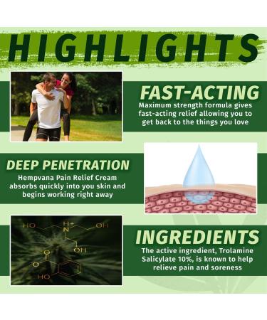 Hempvana Relief Cream 4 Pack with Seed Extract - USA Made 4oz Paraben Free Vegan Cruelty-Free - For Inflammation, Muscle & Joint Pain, Back Knee Nerves & Arthritis Relief - As Seen On TV - Buy Online on GoSupps.com