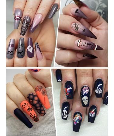 12 Sheets Halloween Nail Stickers Decals EBANKU Self-Adhesive Pumpkin Skull Ghost Bat Grave Nail Stickers 3D Nail Design Nail Decorations for Halloween Party - Buy Online on GoSupps.com